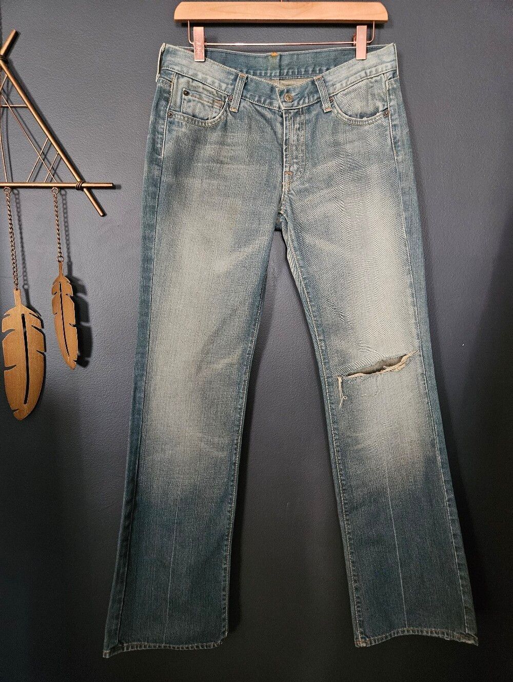 7 For All Mankind Vintage Jerome Dahan Bootcut Distressed Jeans Size 29